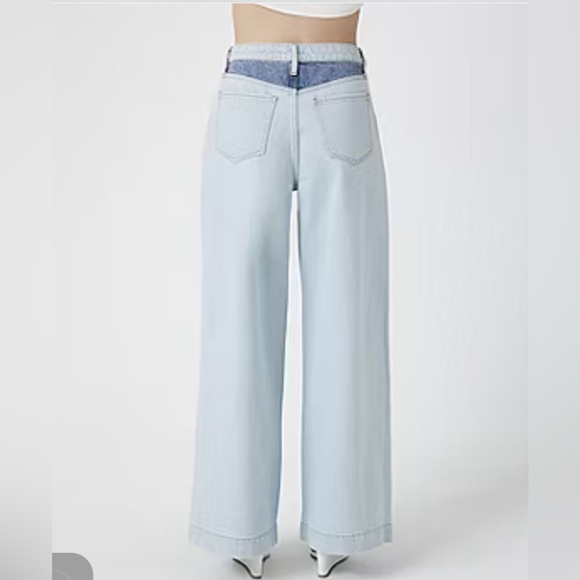 NWT Forever 21 Color-blocked Women’s Low Rise Wide Leg Jeans Size 30 - Picture 5 of 16
